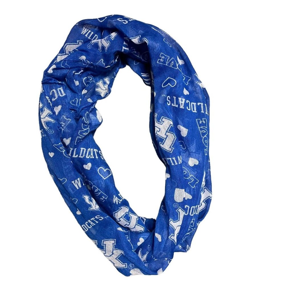 University of Kentucky Blue & White Logo Hearts Love Infinity Scarf UK Wildcats